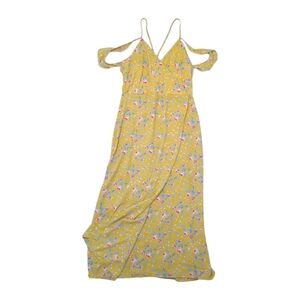 Floral Yellow Off Shoulder Midi Dress Size Small